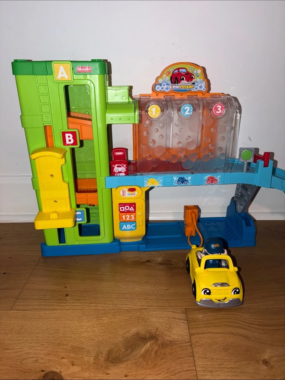 Little People Garage/Carwash Playset - Green & Blue (includes car & figure)
